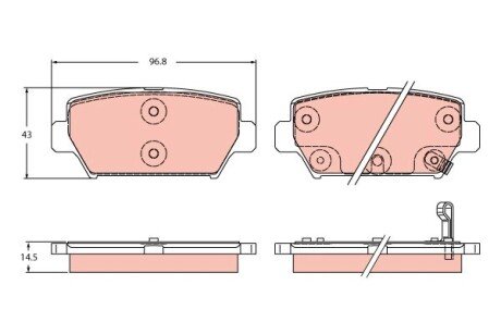 Тормозные колодки дисковые MITSUBISHI Eclipse "R" 17 TRW GDB2435