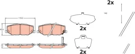 Тормозные колодки дисковые SUZUKI Jimny F 18 TRW GDB2455