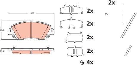 Тормозные колодки дисковые LEXUS/TOYOTA ES/UX/Camry/RAV4" F "17>> TRW GDB2488