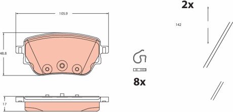 Тормозные дисковые колодки MERCEDES A/B/CLA/GLA "R "18 TRW GDB2553