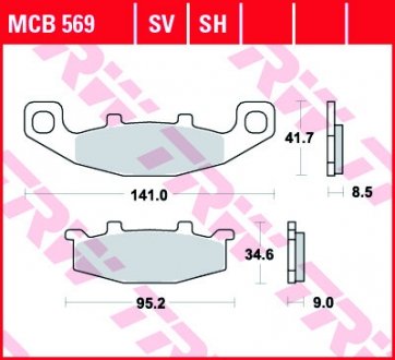 Комплект тормозных колодок, дисковый тормоз TRW MCB569 (фото 1)