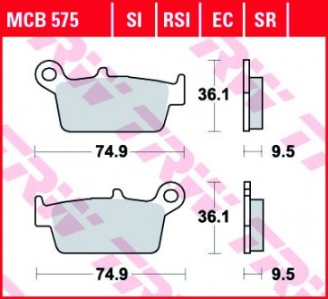 Комплект тормозных колодок, дисковый тормоз TRW MCB575EC