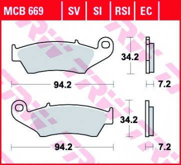 Комплект тормозных колодок, дисковый тормоз TRW MCB669SV