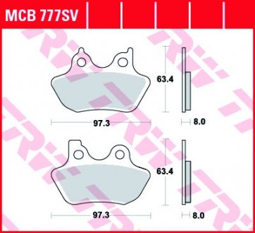 Комплект тормозных колодок, дисковый тормоз TRW MCB777SV (фото 1)