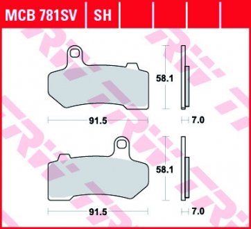 Комплект тормозных колодок, дисковый тормоз TRW MCB781SV