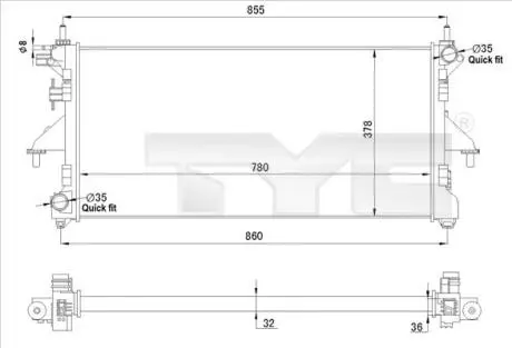 Радиатор fiat citroen jumper 06- TYC 709-0028-R