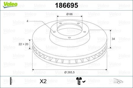 Тормозной диск VALEO 186695