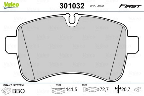 Тормозные колодки VALEO 301032