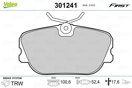 Тормозные колодки VALEO 301241