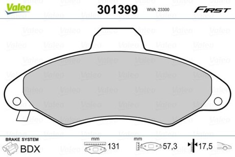 Гальмівні колодки VALEO 301399