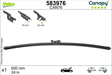 Склоочисник VALEO / безкаркасний / 600 мм / VALEO 583976