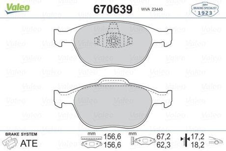 Колодки гальмівні передні ford connect 2002-2013 valeo VALEO 670639