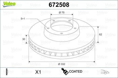 Гальмівний диск. пофарбований bmw x5 VALEO 672508