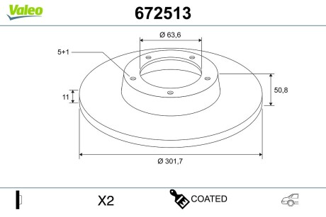 Гальмівний диск. пофарбований ford s-max VALEO 672513 (фото 1)