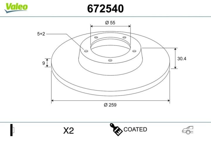 Тормозной диск. окрашенная toyota matrix VALEO 672540 (фото 1)