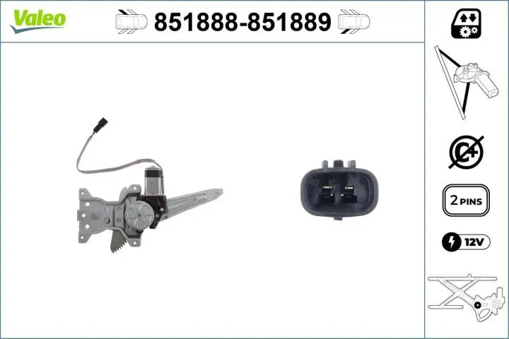 Фото 1 - Склопідйомник VALEO 851888 Склопідйомник VALEO 851888 (фото 1)