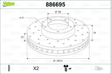 Тормозной диск VALEO 886695