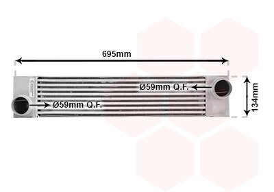 Радиатор интеркулера BMW 5 (E60) 3.0D (M57) 04-10 Van Wezel 06004375