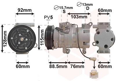 Компресор кондиціонера mazda 3 10/03 > 09 Van Wezel 2700K251