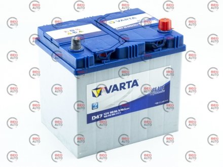 Аккумулятор 60 А Blue Dynamic (540А) Asia правый + (2 года гарантии) B23 VARTA 533080 (D47) (фото 1)
