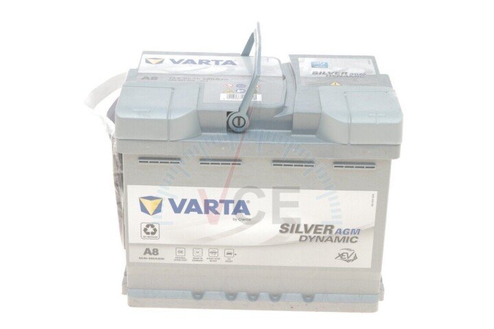 Акумуляторна батарея 60ah/680a (242x175x190/+r/b13) (start-stop agm) silver dynamic a8 VARTA 560901068 J382 (фото 1)