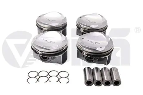 Комплект поршней с кольцами и пальцами (4шт) Audi A3, A5,A7/Seat Leon 1.8 (13-) VIKA 11071702101