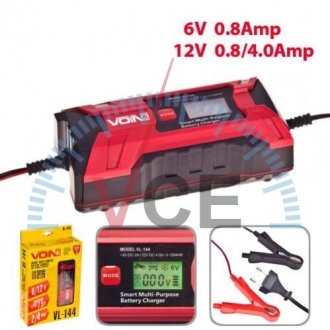 Зарядний пристрій VOIN VL-144 6&12V/0.8-4.0A/3-120AHR/LCD/Імпульсний (VL-144) VITOL 00000030188 (фото 1)