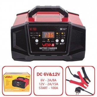 Пуско-зарядное устройство VOIN VL-150 6-12V/2A-8A-15A/Start-100A/20-180AHR/LCD индик. (VL-150) VITOL 00000049695