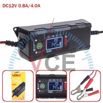 Зарядний пристрій VOIN VL-124 12V/4A/3-120AHR/LCD/Імпульсний (VL-124) VITOL 00000049698 (фото 1)