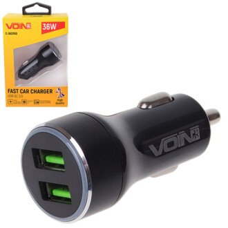 Автомобільний зарядний пристрій 36W, 2USB QC3.0, 12/24V (3.6-6.5V/3A, 6.5-9V/2A, 9V-12V/1.5) VOIN C-36205Q