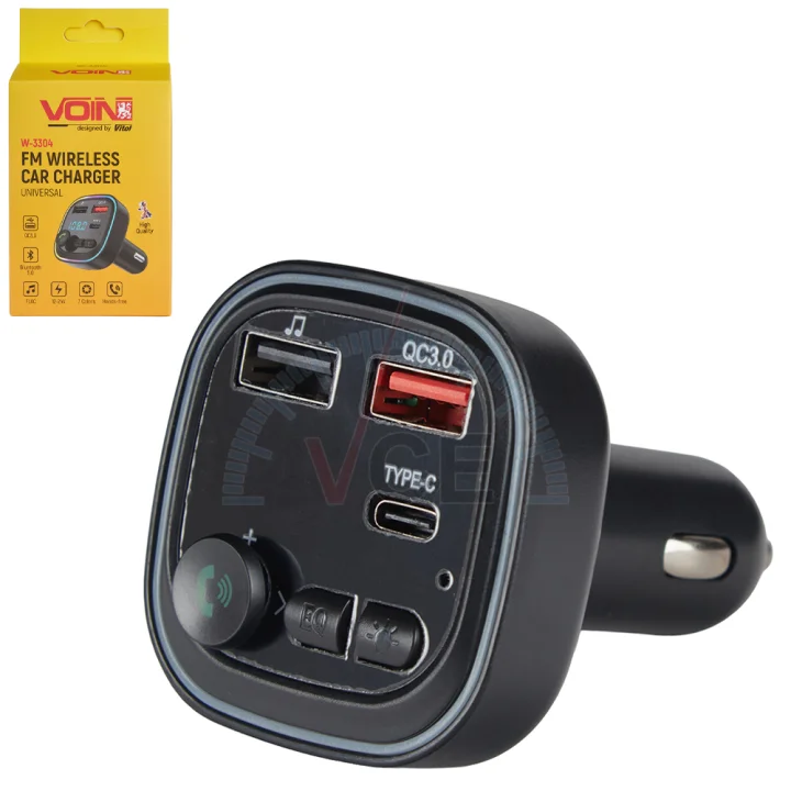 Фото 1 - Модулятор fm,, 12-24v 2 usb qc3.0, 1 type c, bt5.0, hands free VOIN W-3304 Модулятор fm,, 12-24v 2 usb qc3.0, 1 type c, bt5.0, hands free VOIN W-3304 (фото 1)