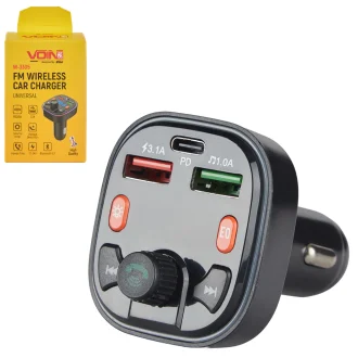 Модулятор fm,, 12-24v, 2 usb 3.1a, 1 pd 20w, bt5.3, hands free, вольтметр VOIN W-3305
