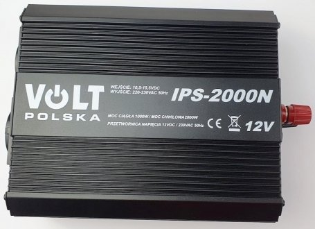 Польский инвертор напряжения на 1000Вт 12 на 230В 2000Вт 2 розетки VOLT ISP2000N (фото 1)