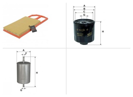 Комплект заміни фільтрів Volkswagen (Фольксваген) Golf (Гольф) 1.4 16V AHW, AKQ, APE, AXP, BCA WIX FILTERS ТО-0000099