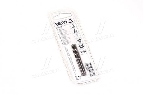 Сверло по металлу premium к нержам и высоколегам стали, литье 2.8 х 25 мм hss 4241 5 шт YATO YT-44208 (фото 1)