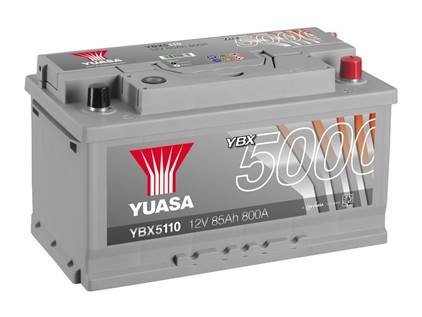 5000 12v 85ah 800a (0) низк (317x175x175) silver high performance battery YUASA YBX5110