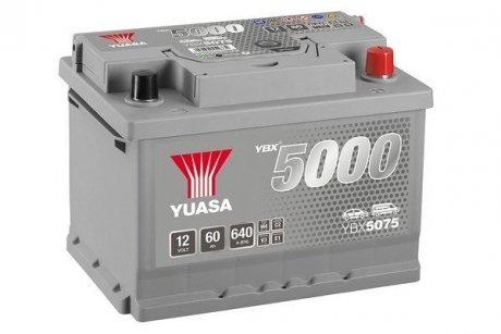 5000 12v 60ah 620a (0) низький (243x175x175) silver high performance battery YUASA YBX5075 (фото 1)