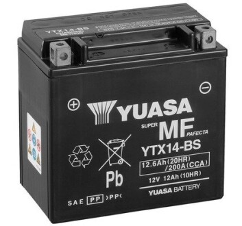 Мото 12v 12,6ah 200a (150x87x145) mf vrla battery YUASA YTX14-BS