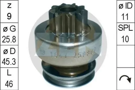 Бендикс стартера Fiat 500, 500 C, Doblo, Fiorino, Grande Punto. ZEN ZN1641