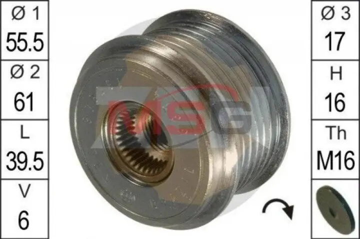 Шкив генератора инерционный ZEN ZN5374 (фото 1)