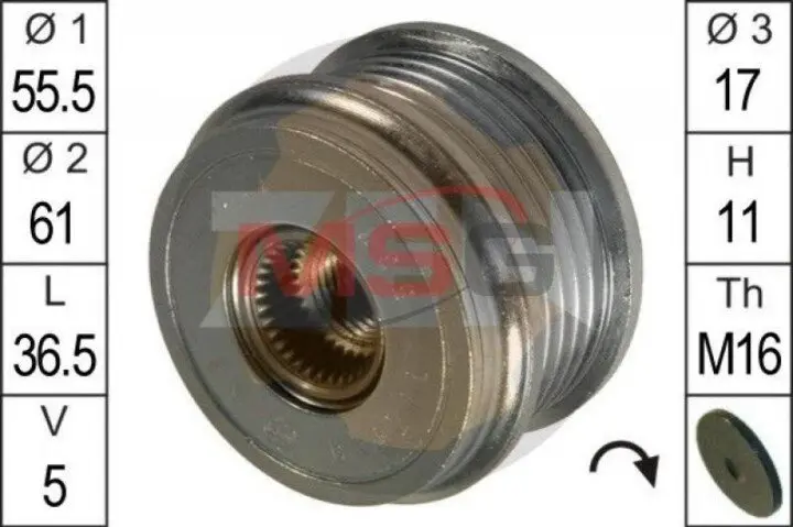 Шкив генератора инерционный ZEN ZN5376 (фото 1)