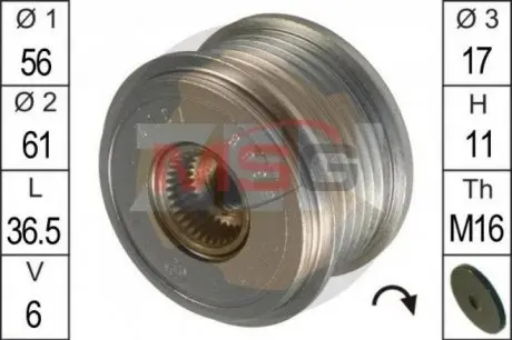 Шкив генератора инерционный ZEN ZN5388