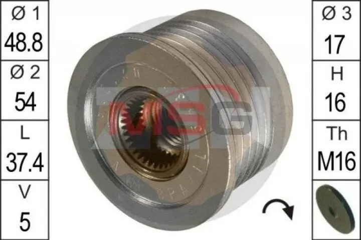 Фото 1 - Шкив генератора инерционный ZEN ZN5432 Шкив генератора инерционный ZEN ZN5432 (фото 1)