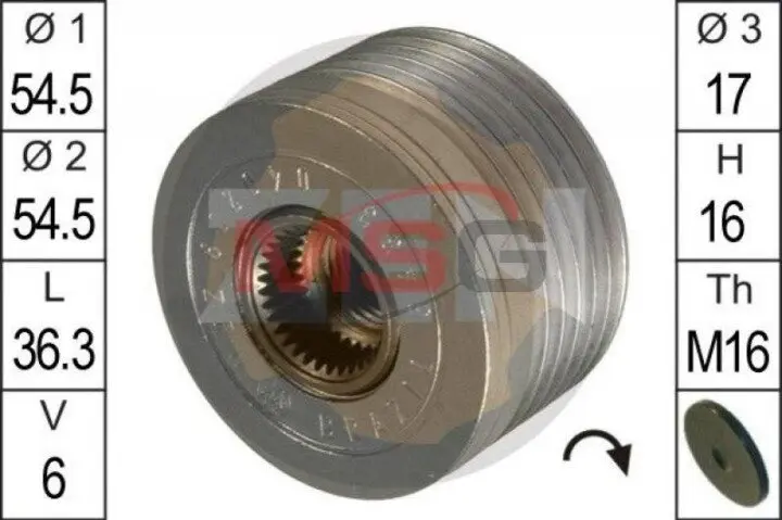 Фото 1 - Шкив генератора ZEN ZN5433 Шкив генератора ZEN ZN5433 (фото 1)