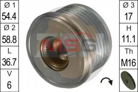 Шкив генератора инерционный ZEN ZN5437