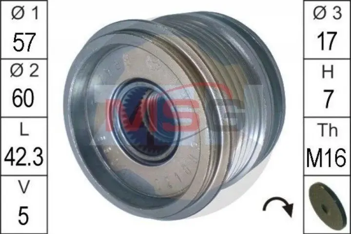 Фото 1 - Шкив генератора инерционный ZEN ZN5508 Шкив генератора инерционный ZEN ZN5508 (фото 1)