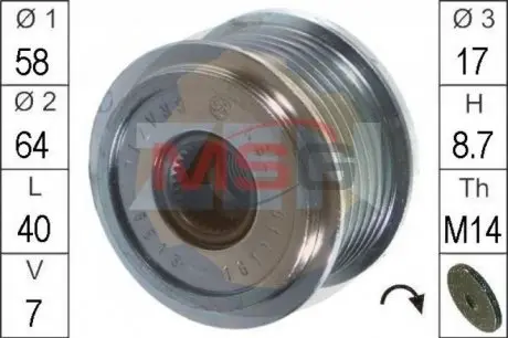 Шкив генератора инерционный ZEN ZN5513