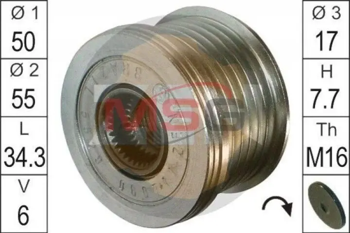 Шкив генератора инерционный ZEN ZN5529 (фото 1)