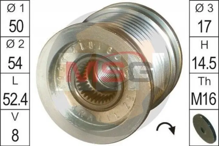 Шкив генератора инерционный ZEN ZN5563 (фото 1)