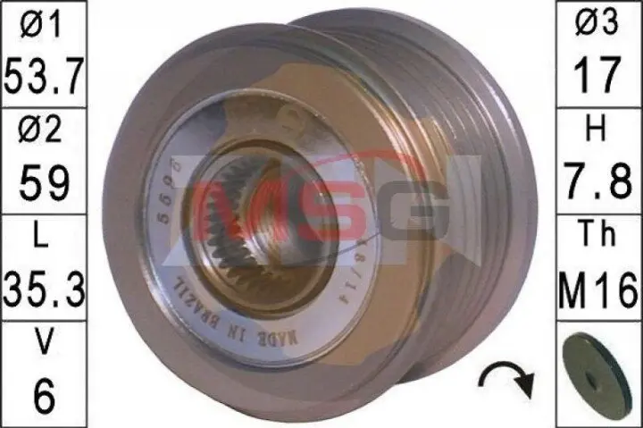 Шкив генератора инерционный ZEN ZN5596 (фото 1)